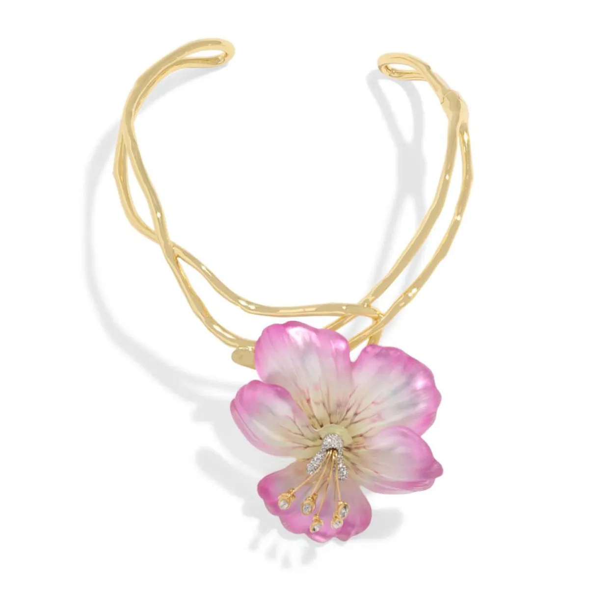 Tomfoolery Pink Pansy Lucite Vine Collar Necklace(Out of Stock) Clearance