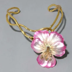 Tomfoolery Pink Pansy Lucite Vine Collar Necklace(Out of Stock) Clearance