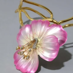 Tomfoolery Pink Pansy Lucite Vine Collar Necklace(Out of Stock) Clearance