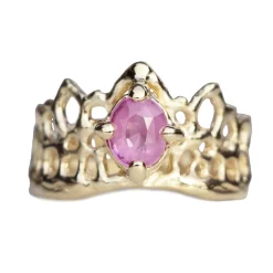 Tomfoolery Pink Sapphire Princess Mermaid Crown Ring Hot