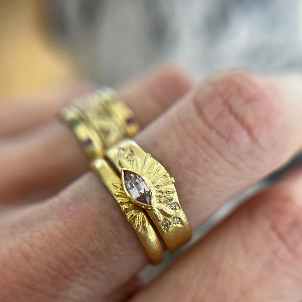 Tomfoolery Pink Sapphire Sunray Ring Fashion