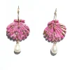 Tomfoolery Pink Shell Hoop Earrings Clearance