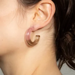 Tomfoolery Pink Smoke Two Tone Glass Hoops Sale