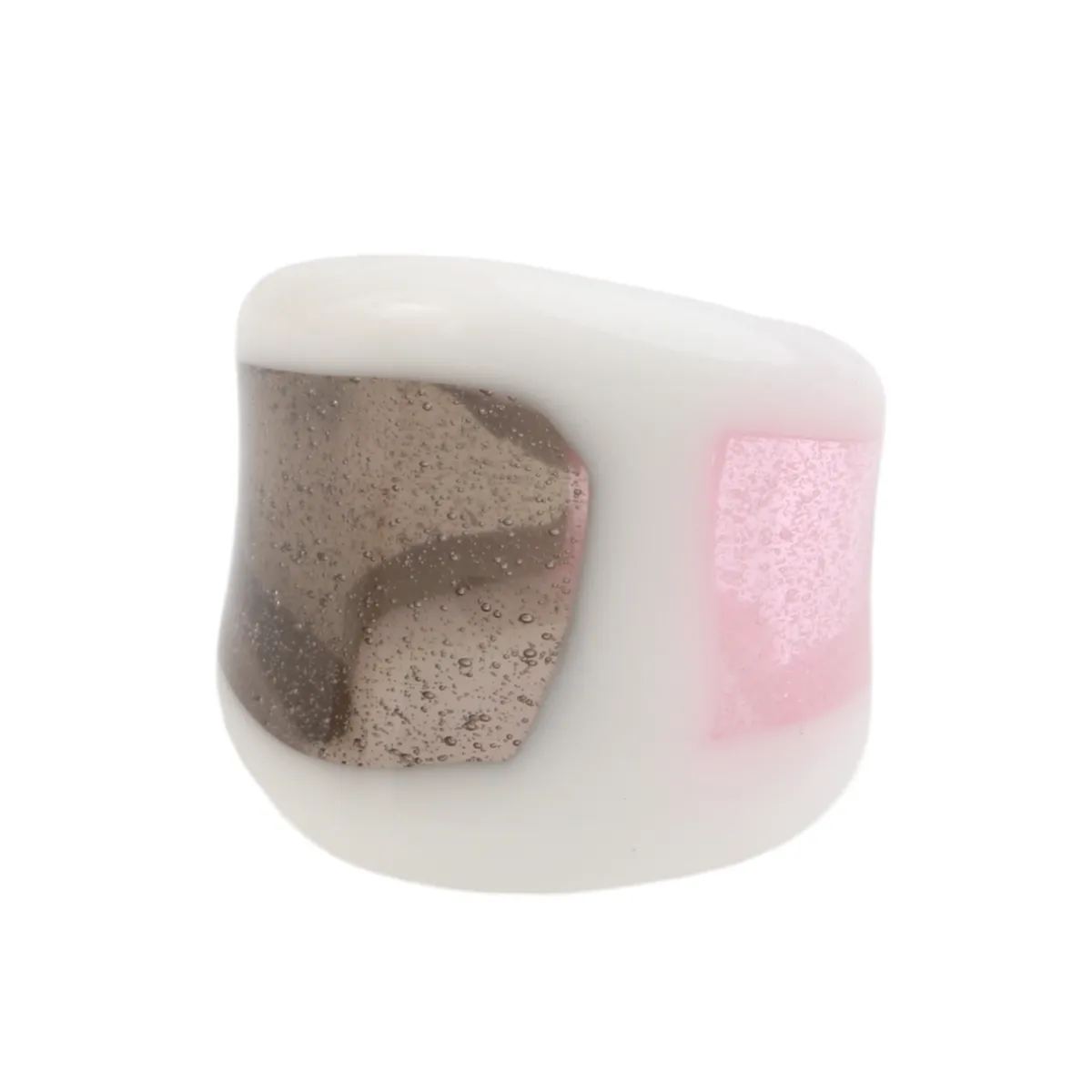 Tomfoolery Pink Smoke Two Tone Glass Window Ring Fashion