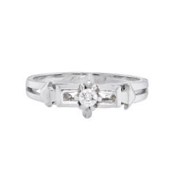 Tomfoolery Platinum Antique Diamond Solitaire Ring Fashion