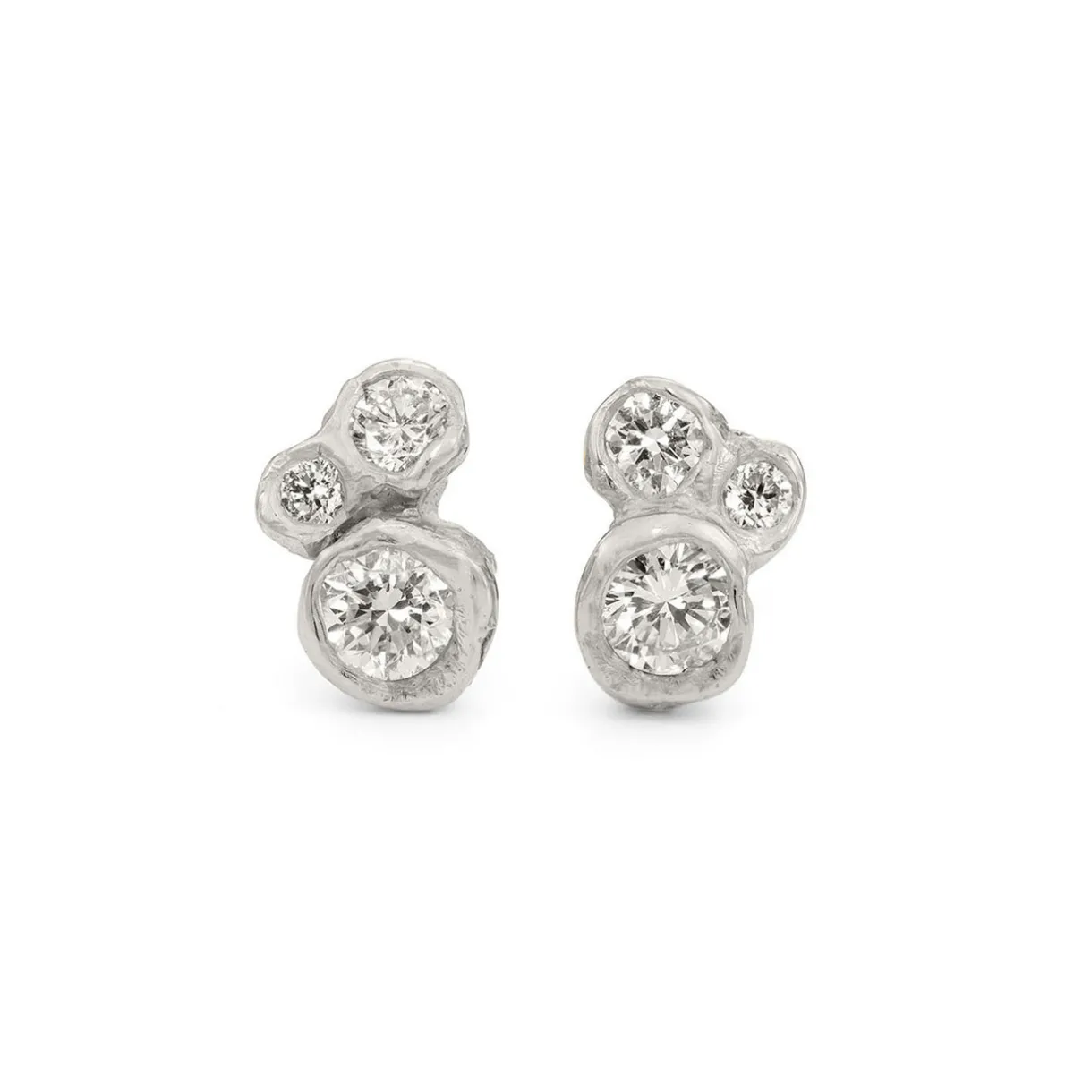 Tomfoolery Platinum Diamond Cluster Studs Clearance
