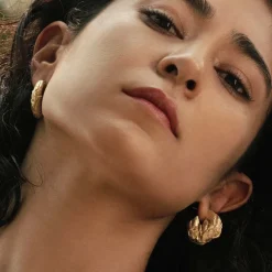 Tomfoolery Poli Gold Hoops Discount