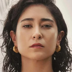 Tomfoolery Poli Gold Hoops Discount