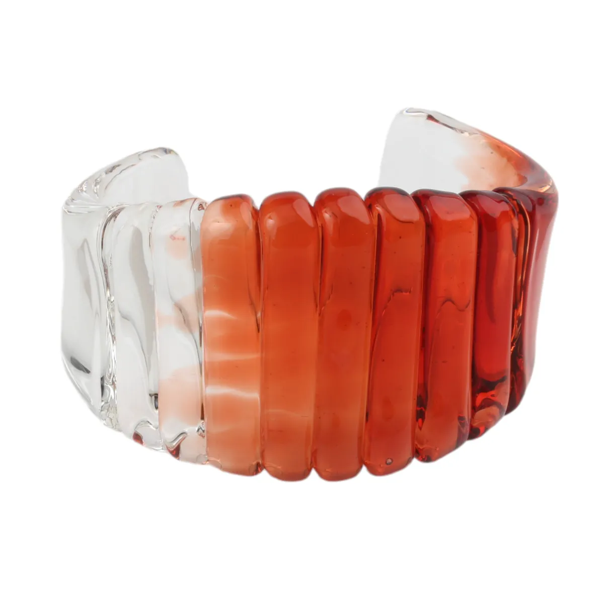 Tomfoolery Pomegranate Red Wide Ribbed Glass Cuff Hot