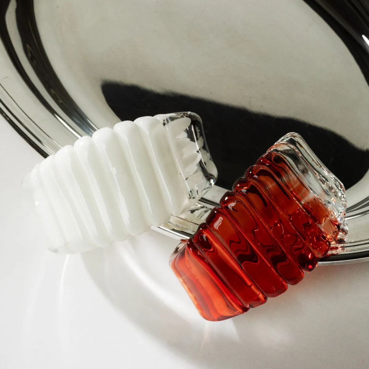 Tomfoolery Pomegranate Red Wide Ribbed Glass Cuff Hot