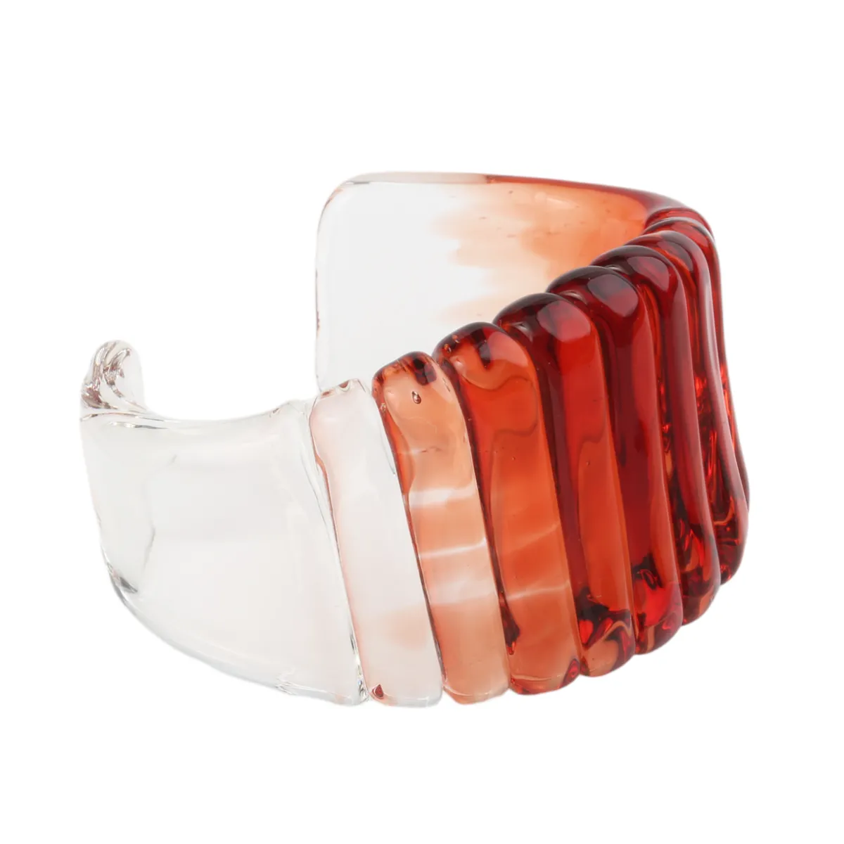 Tomfoolery Pomegranate Red Wide Ribbed Glass Cuff Hot