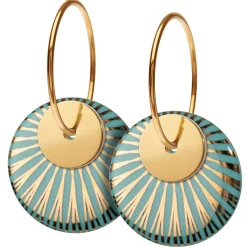 Tomfoolery Porcelain & Gold Plated Splash Duo Hoop Earrings New