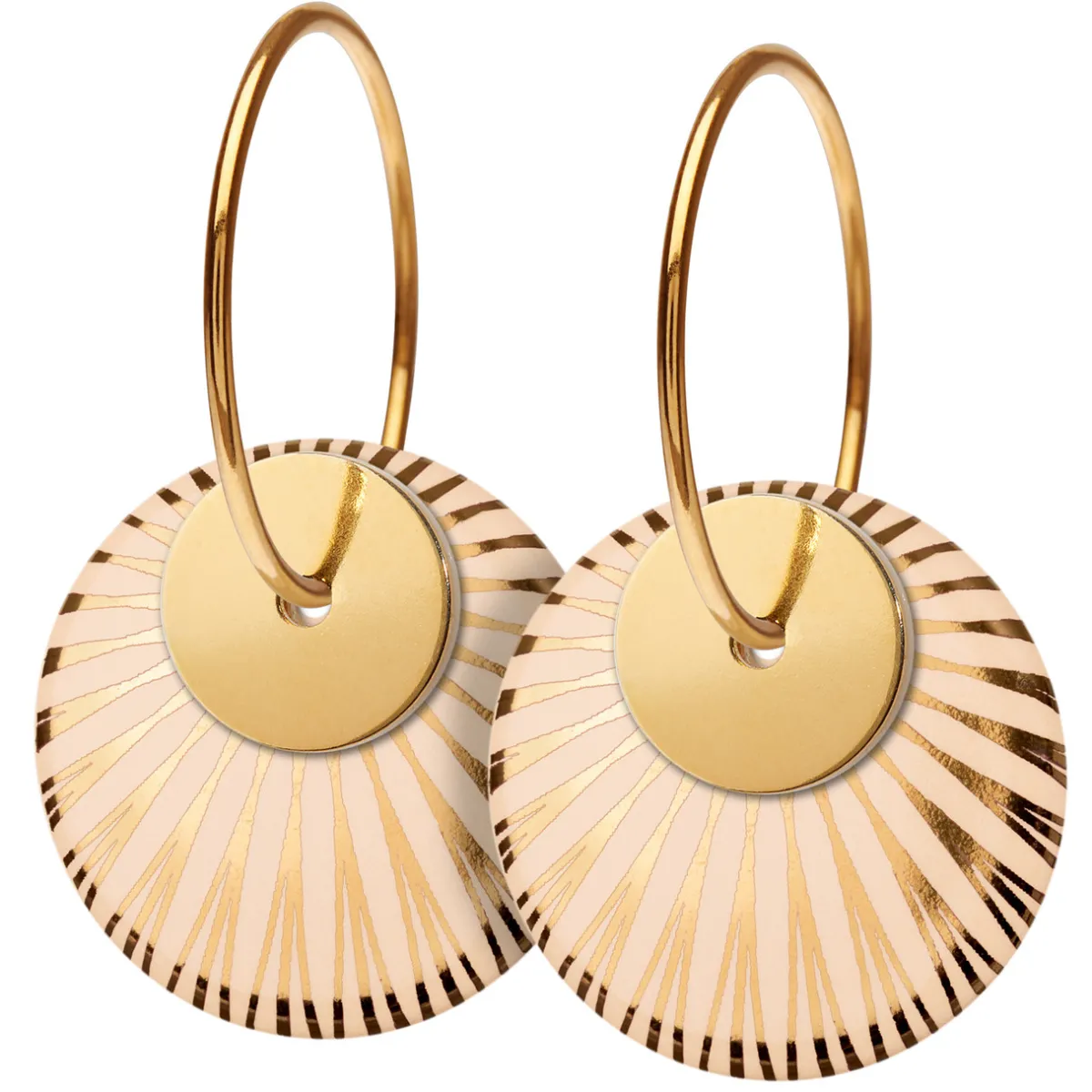 Tomfoolery Porcelain & Gold Plated Splash Duo Hoop Earrings New
