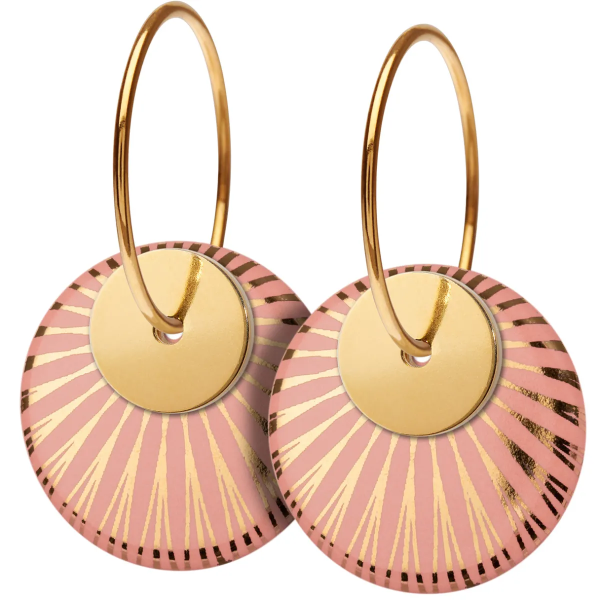 Tomfoolery Porcelain & Gold Plated Splash Duo Hoop Earrings New