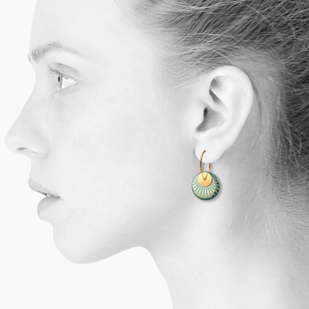 Tomfoolery Porcelain & Gold Plated Splash Duo Hoop Earrings New