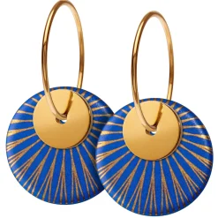Tomfoolery Porcelain & Gold Plated Splash Duo Hoop Earrings New