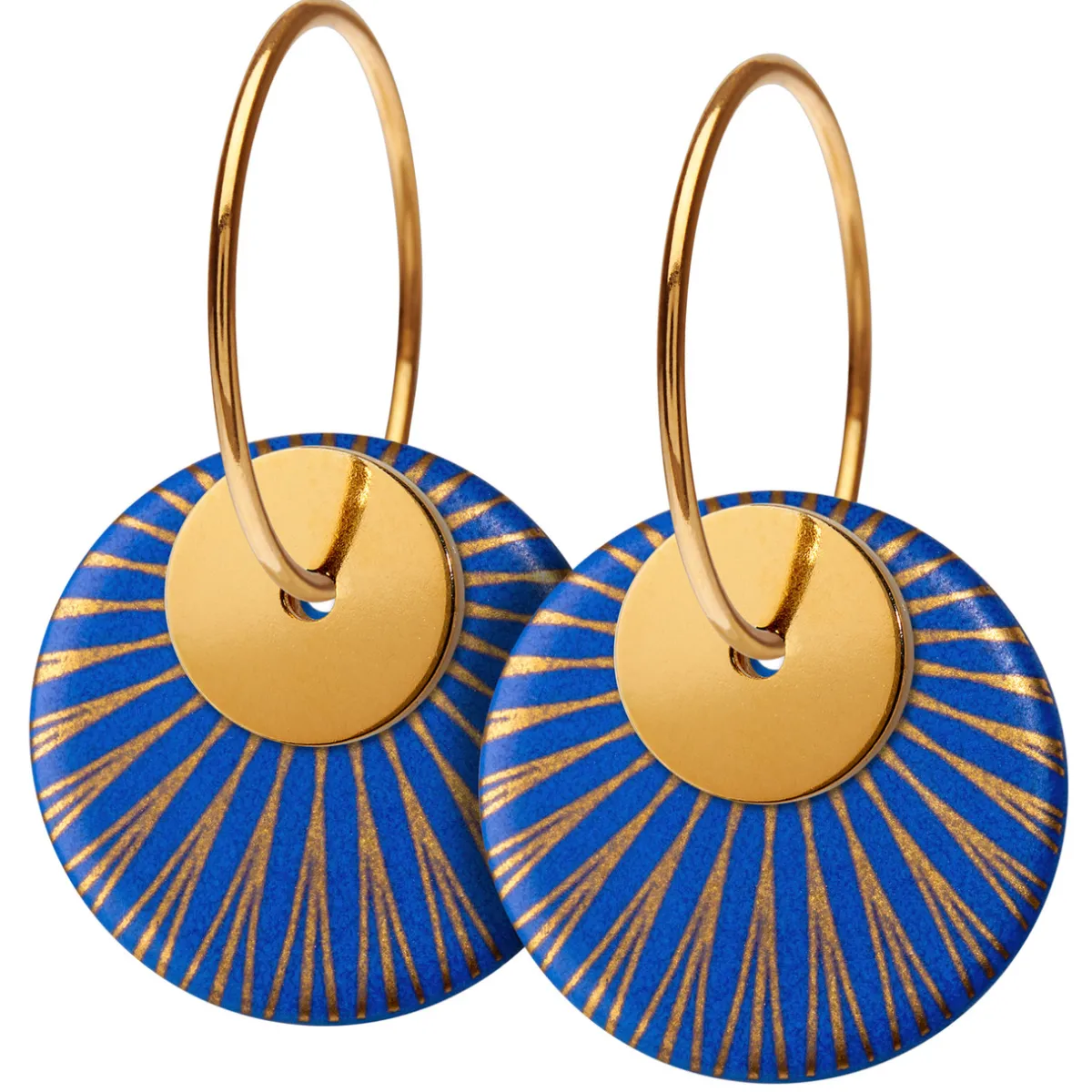 Tomfoolery Porcelain & Gold Plated Splash Duo Hoop Earrings New