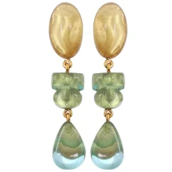 Tomfoolery Premila Resin Drop Earrings in Fjord Green New
