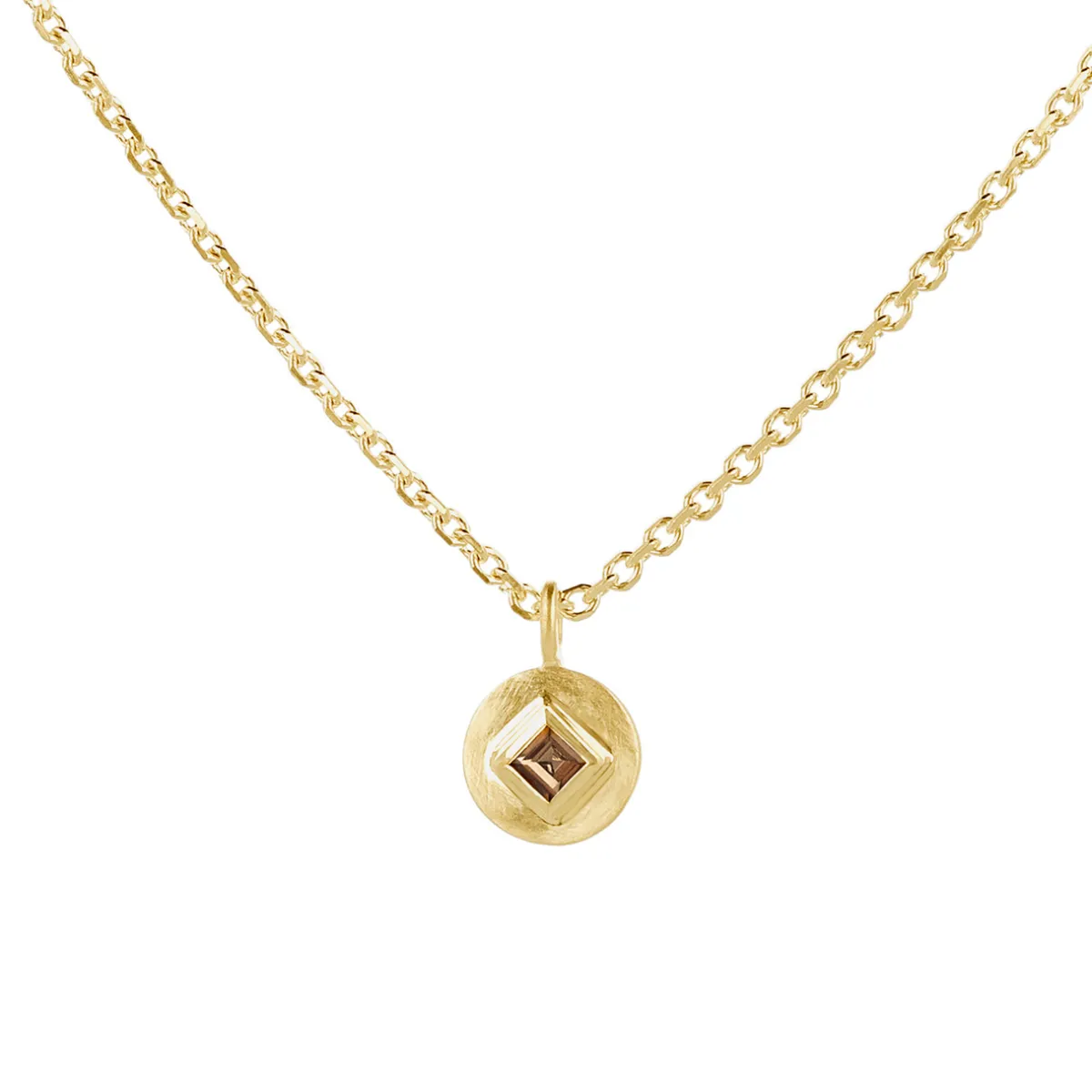 Tomfoolery Princess Cut Circle Smoky Quartz Pendant Hot