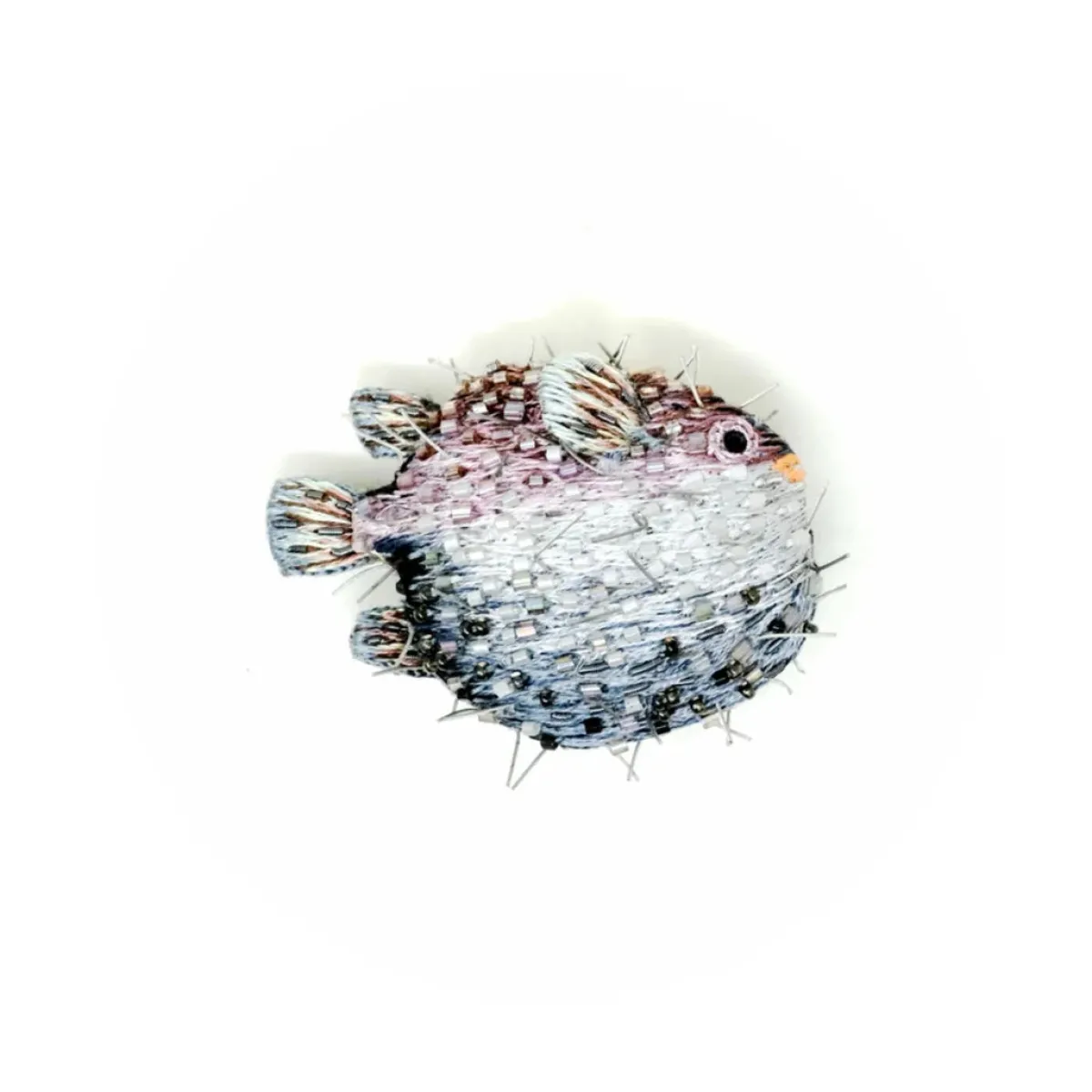 Tomfoolery Puffer Fish Beaded Sequin Brooch Discount