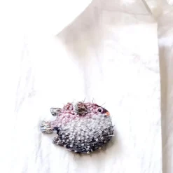 Tomfoolery Puffer Fish Beaded Sequin Brooch Discount