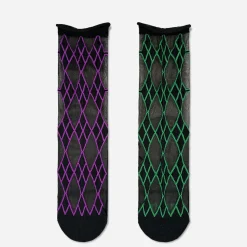 Tomfoolery Purple & Green Rim Argyle Tulle Socks Best
