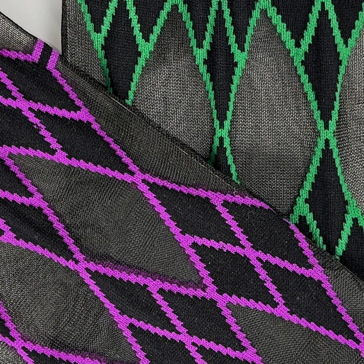 Tomfoolery Purple & Green Rim Argyle Tulle Socks Best
