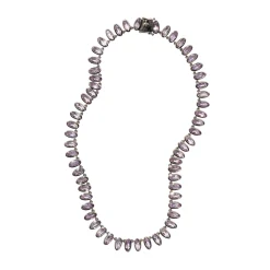 Tomfoolery Purple Amethyst Oval Link Rivière Necklace Fashion
