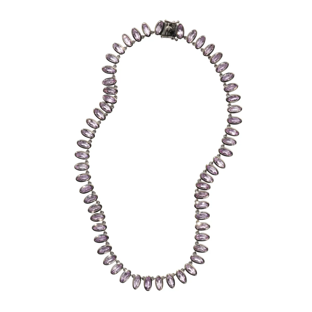 Tomfoolery Purple Amethyst Oval Link Rivière Necklace Fashion