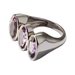 Tomfoolery Purple Amethyst Triple Elliptic Statement Ring Clearance