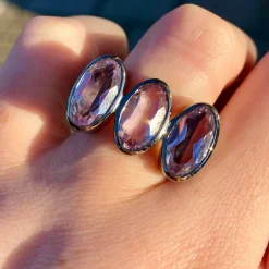 Tomfoolery Purple Amethyst Triple Elliptic Statement Ring Clearance