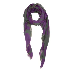 Tomfoolery Purple and Green Olive Leaf Scarf New