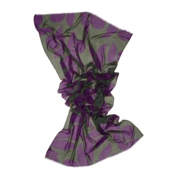 Tomfoolery Purple and Green Olive Leaf Scarf New