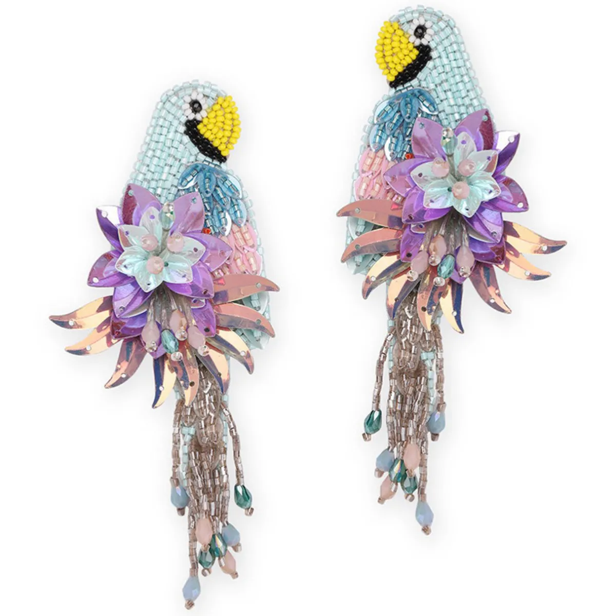 Tomfoolery Purple Parrot Beaded Earrings Online