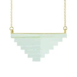 Tomfoolery Pyramid Green Glass Large Geometric Necklace Discount