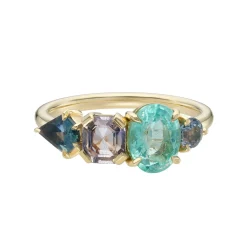 Tomfoolery QUAD Emerald & Sapphire Four Stone Ring Clearance