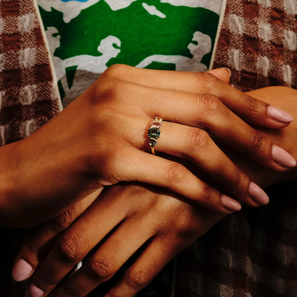 Tomfoolery QUAD Green Autumnal Sapphire Ring New