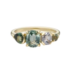 Tomfoolery QUAD Teal Green Four Stone Sapphire Ring Best