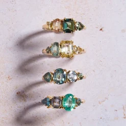Tomfoolery QUAD Teal Green Four Stone Sapphire Ring Best