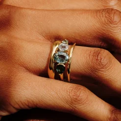 Tomfoolery QUAD Teal Green Four Stone Sapphire Ring Best