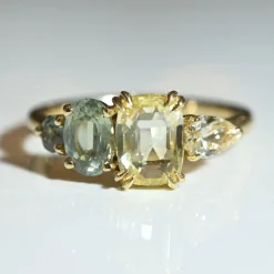 Tomfoolery QUAD Yellow & Green Sapphire Four Stone Ring Outlet