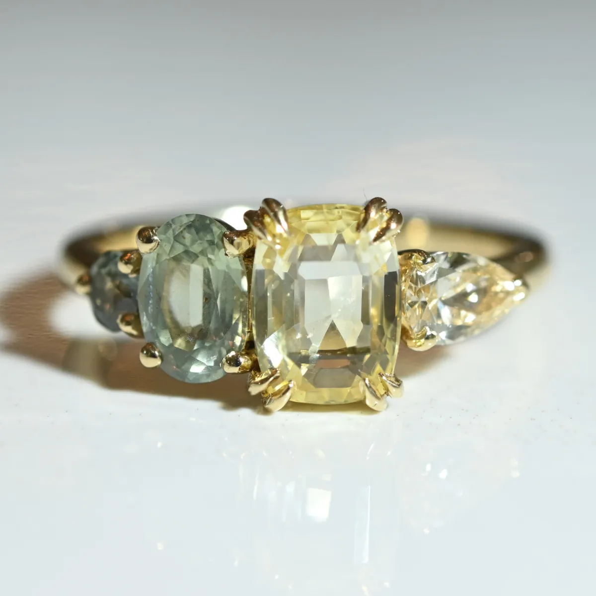 Tomfoolery QUAD Yellow & Green Sapphire Four Stone Ring Outlet