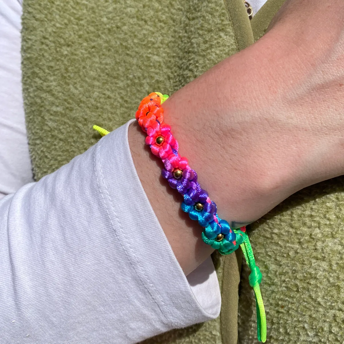Tomfoolery Rainbow Flower Drawstring Bracelet Outlet