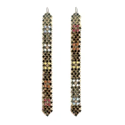 Tomfoolery Rainbow Flower Long Mesh Drop Earrings Clearance
