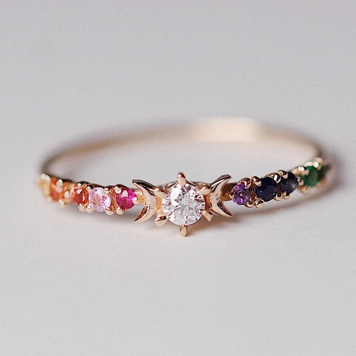 Tomfoolery Rainbow Gemstone & Diamond Stardust Ring Sale