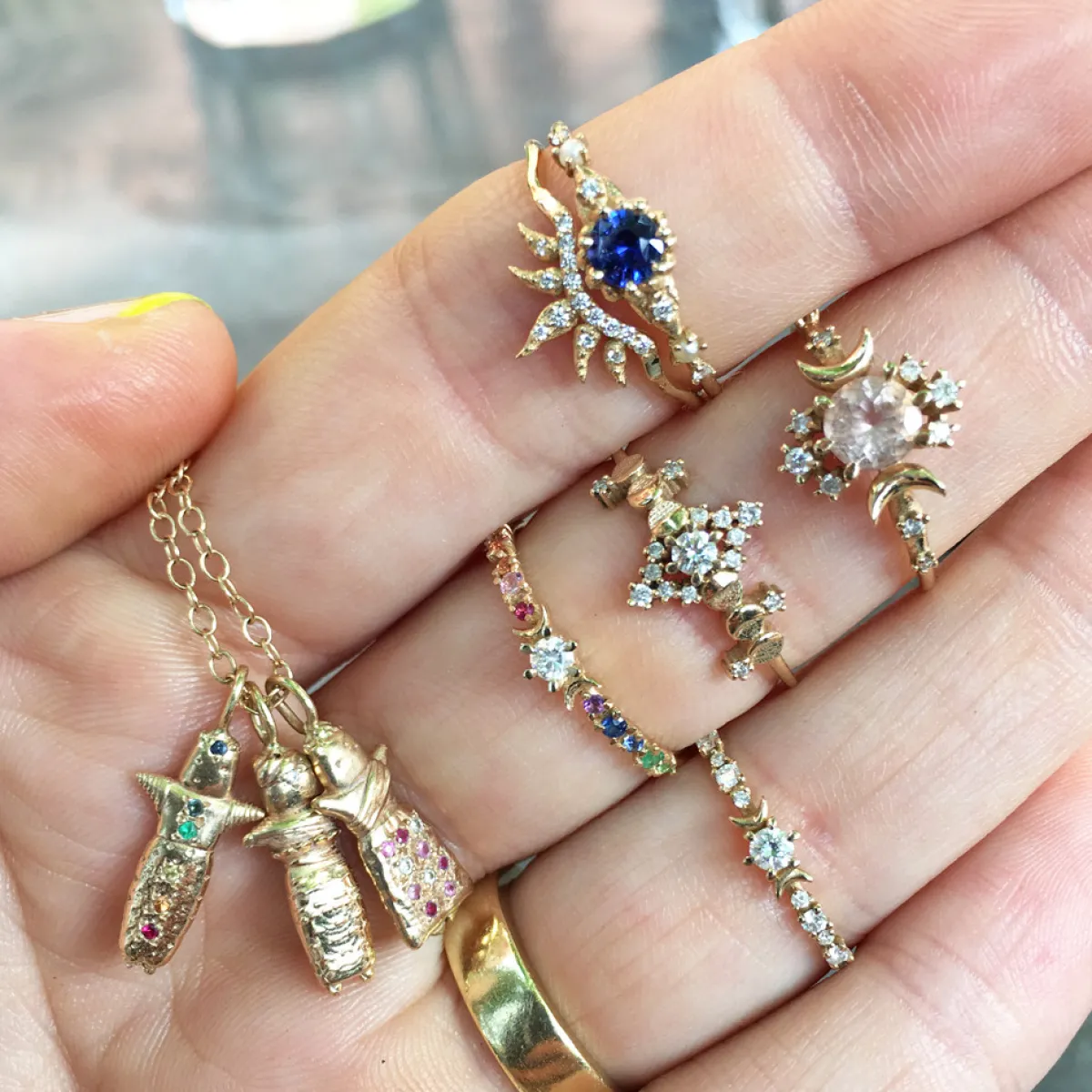 Tomfoolery Rainbow Gemstone & Diamond Stardust Ring Sale