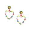 Tomfoolery Rainbow Heart Daisy Drop Earrings Fashion
