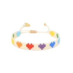 Tomfoolery Rainbow Hearts Slim Friendship Bracelet Clearance