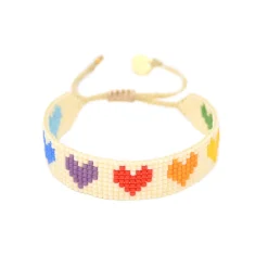 Tomfoolery Rainbow Hearts Wide Friendship Bracelet Outlet
