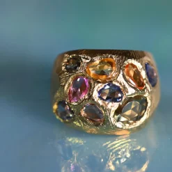 Tomfoolery Rainbow Sapphire Cocktail Art Ring Online